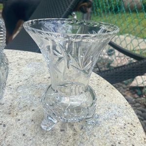 Mini cut glass vase vintage A22